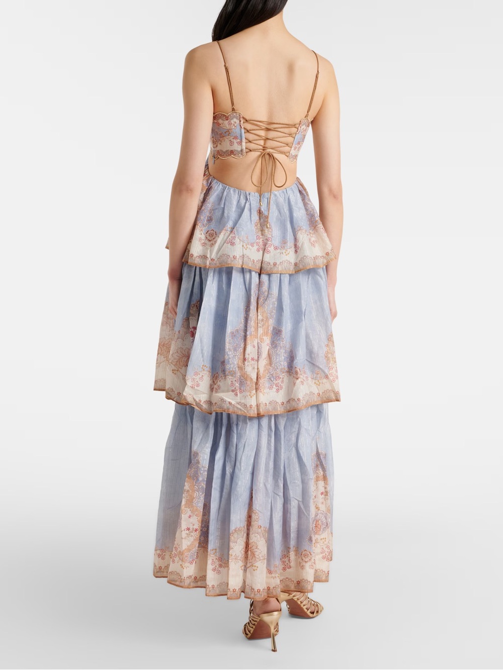 Zimmermann floral tiered maxi dress in blue - Picture 2 of 9
